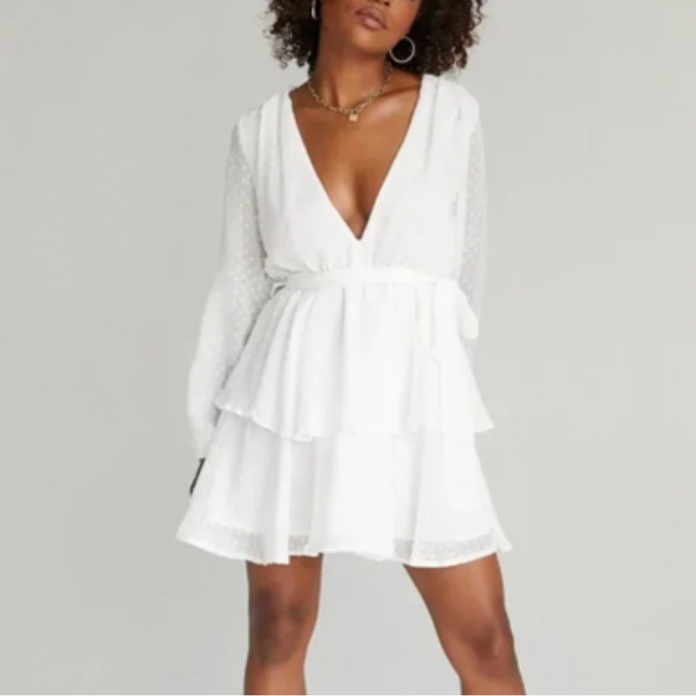 NWT Princess Polly Lioness legendary lovers plunge dress white